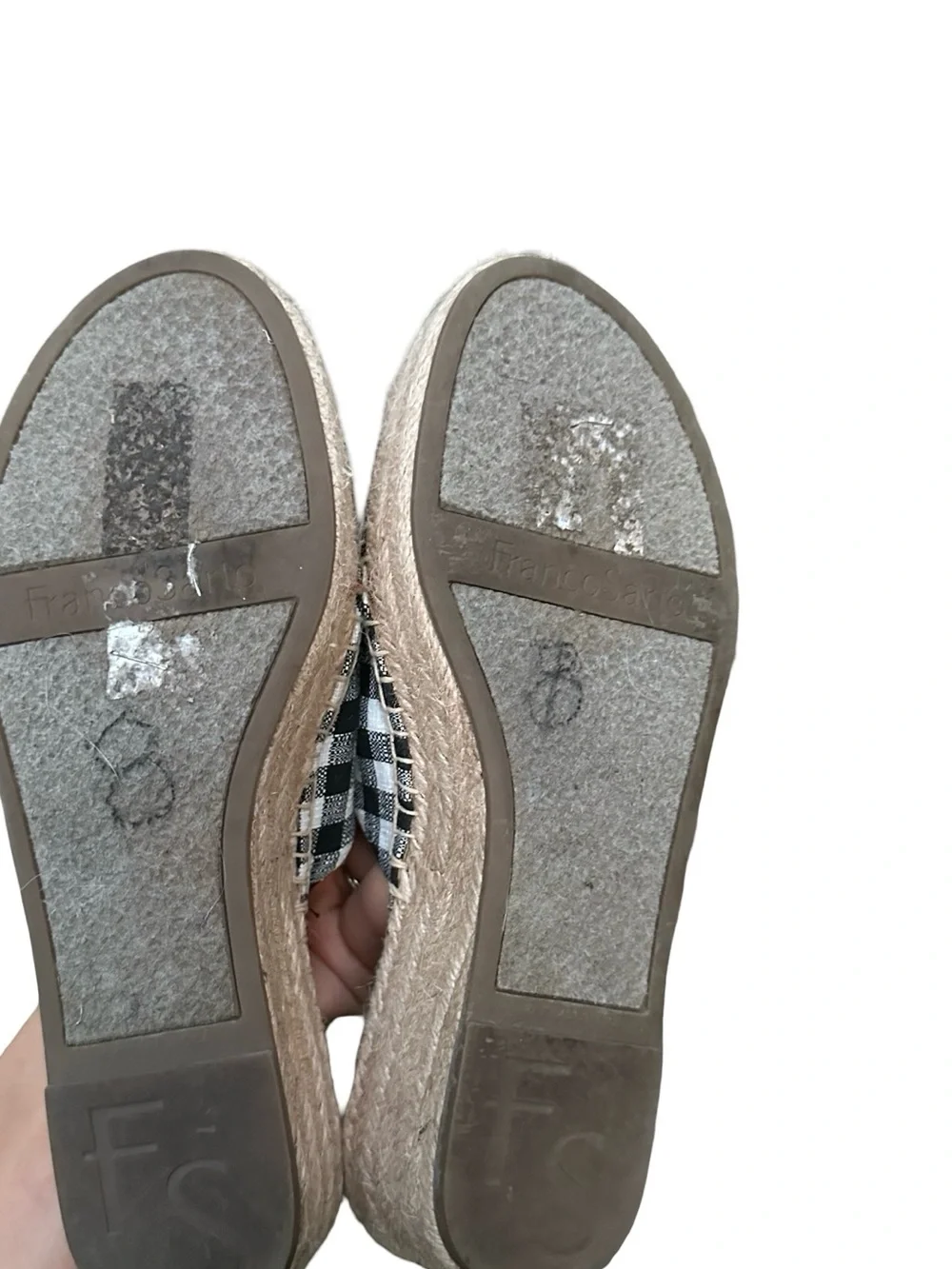 Franco Sarto Gingham Espadrille Slip on Slide Sandals Women’s 7